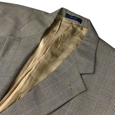 Brooks Brothers Men's Wool/Cashmere Blazer Black/Beige Houndstooth   45L