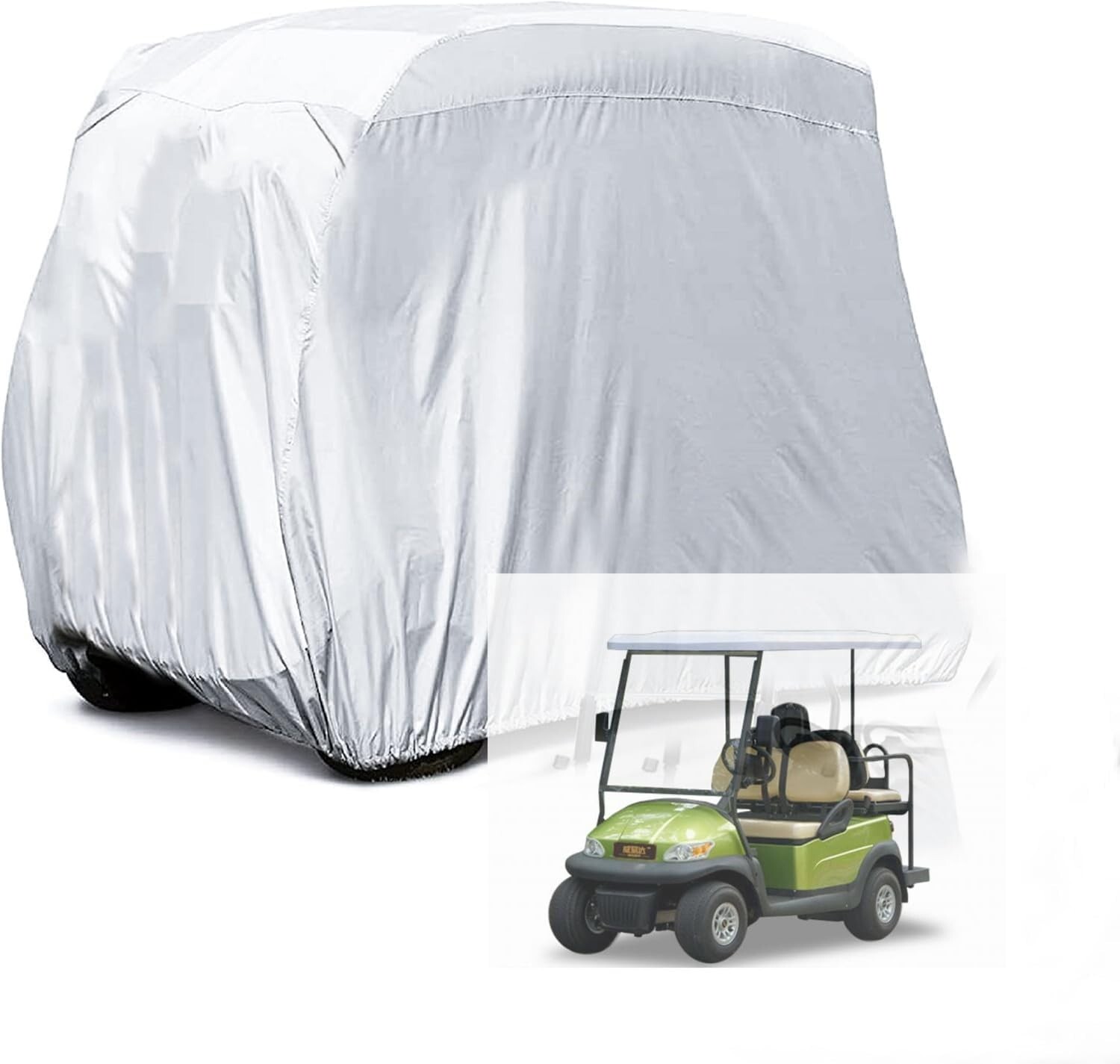 Silver Waterproof Cart Storage Cover 4 Passengers For Golf Yamaha EZ Go Club Car