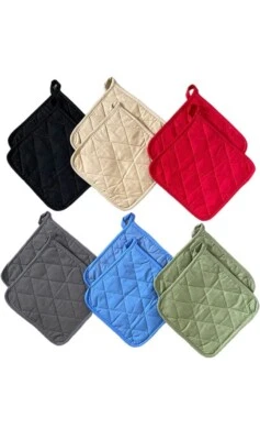 CLASSIC HOME Potholder Pack of 12 - Heat Resistant Cotton 8x8 Kitchen Linens Multi Colors