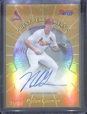 2018 Bowman's Best Best Performers Gold Refractor Autograph 98BPANG Nolan Gorman