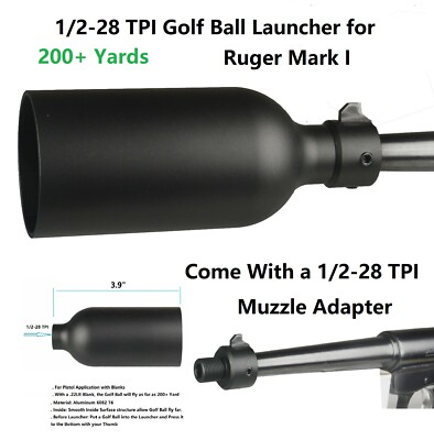 200+ Yards Golf Ball Launcher for Ruger .22 Mark I, Aluminum Anodized Black