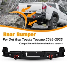 Rear Bumper & LED Lights & D-Rings & Step for 16-23 Toyota Tacoma Pickup Truck