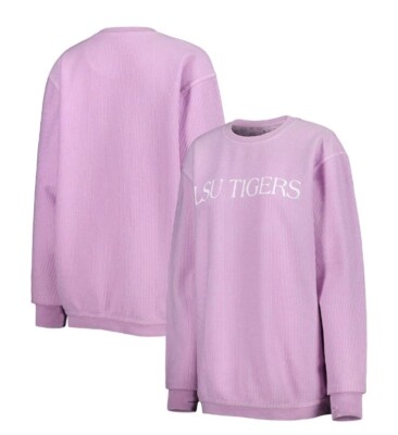 Pressbox Purple LSU Tigers Vintage Wash Pullover Cord Comfy Sweatshirt XL NWT