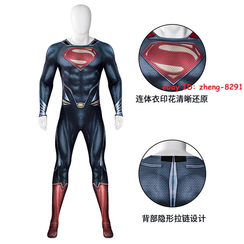 Traje Clásico de Superman Hombre de Acero Cosplay Monos Superhéroe Disfraz de Halloween Foto 4 de 4
