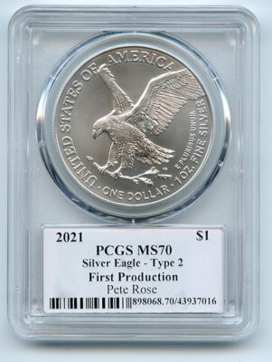 【新品】Silver Eagleイーグル銀貨2021 PCGS MS70 T1 2021 Silver Eagle (Type 1) MS-70 PCGS (Last Day of Production) | eBay