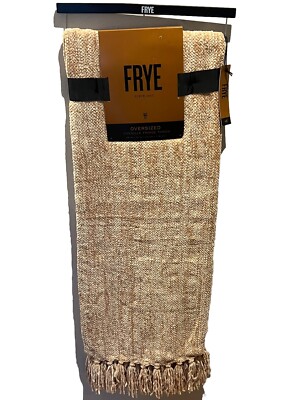 FRYE Oversized Chenille Fringe 50 x 70   Throw Blanket Tan Wheat NWT
