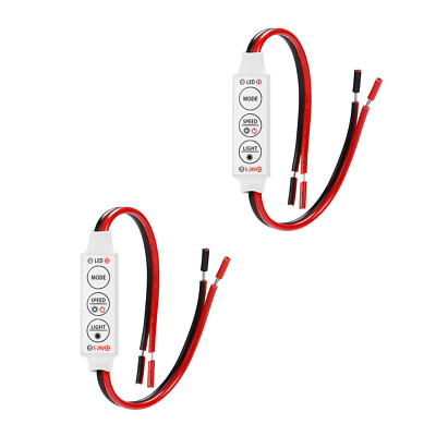 2-Pack DC5V-24V Inline Mini LED Dimmer Controller for LED Strip Lights