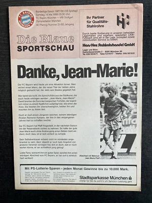Bl 87/88 Fc Bayern Munich - Vfb Stuttgart, 14.05.1988 Adieu Jean-Marie-Pfaff - Photo 1/4