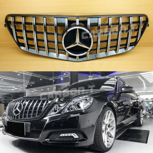 Front Grille Chrome + Shiny Black For M-Benz 2010-2013 E-Class W212 GT Style - Picture 1 of 5