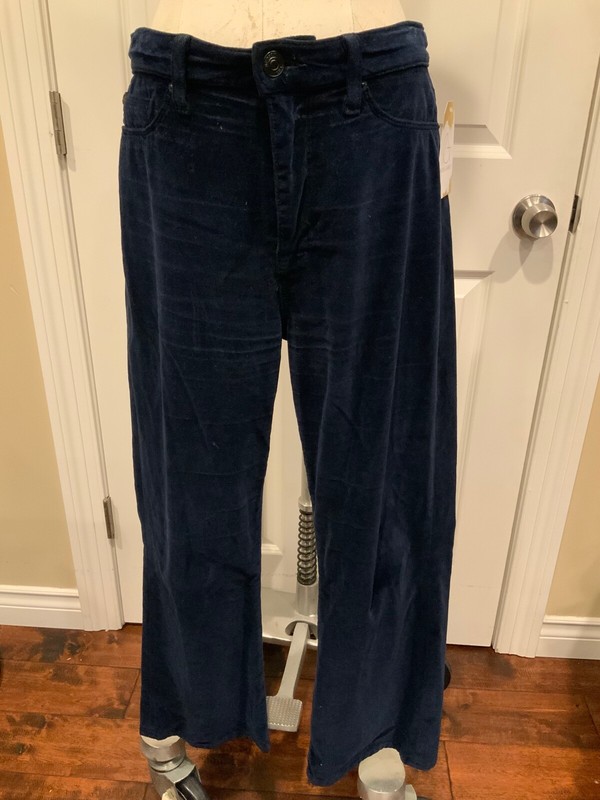 Hudson Navy Blue Velour “Brix High Rise Cropped Boot” Pants, Size 31