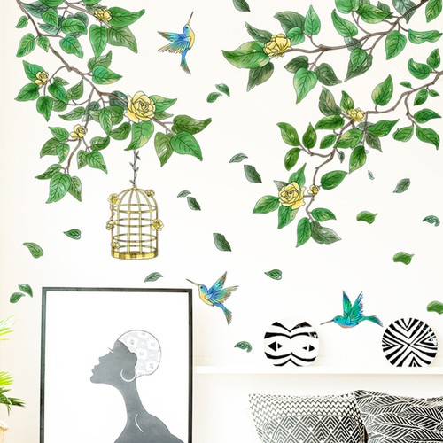 Green Plant Wall Stickers Decor Decal Bird Decorations for The Home eBay