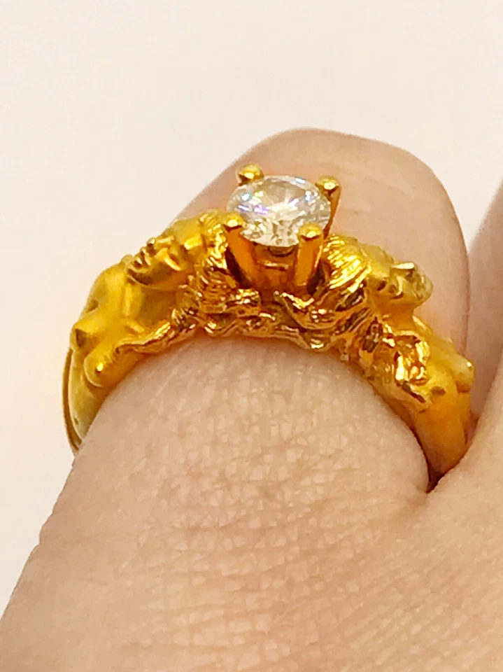 Anillo de compromiso Carrera Y Carrera 18KYG diamantes figuras desnudas talla 4,75 Foto 2 de 4