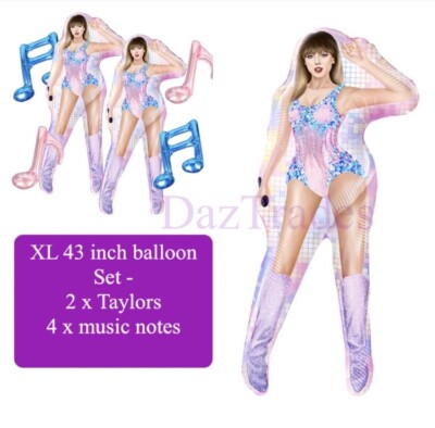 6-teiliges Taylor Swift Ballon-Set | 2 x 110 cm Taylor s & 4 x Musiknoten | UK-Verkäufer