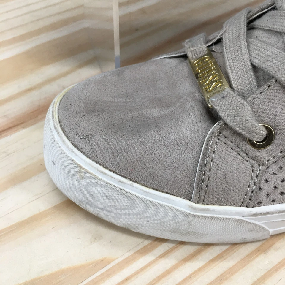 Guess Botas Mujer 10 M Perf Botines Cuña Tenis Beige Tela Con Cordones Foto 3 de 4