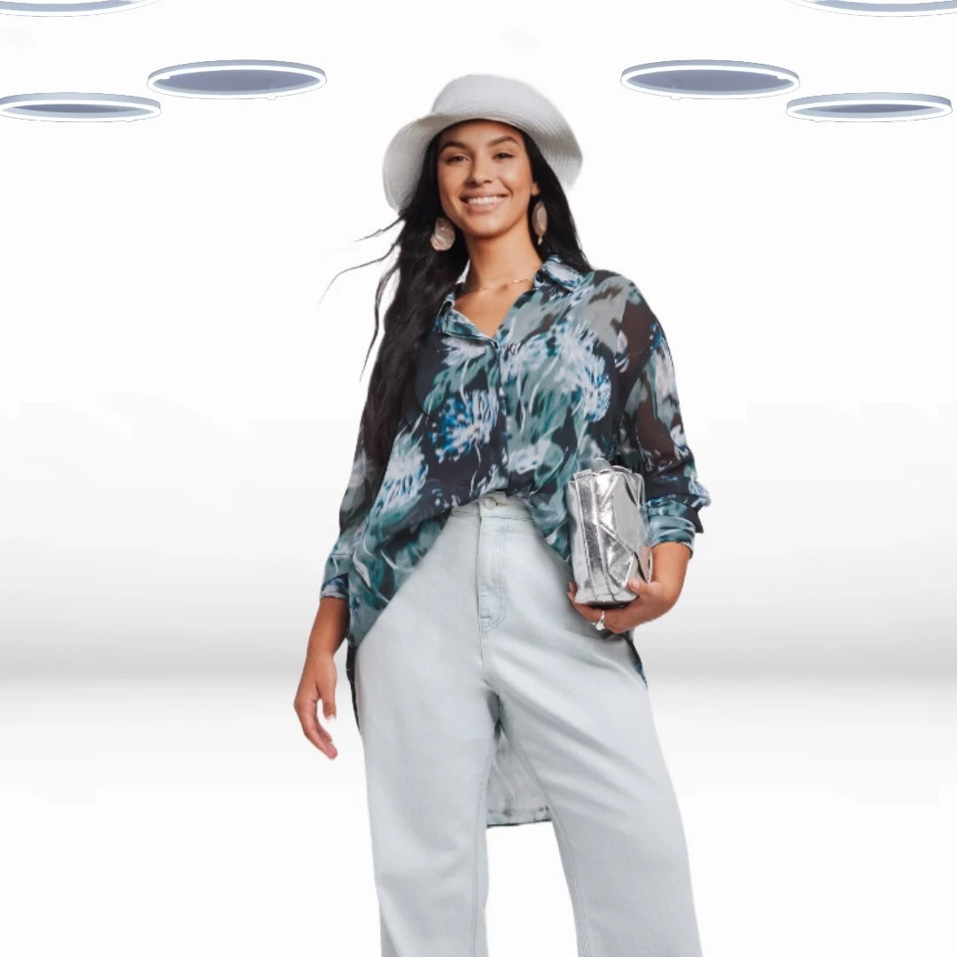 Ex Simply Be Women's Plus Size Floral Relaxed Sheer Shirt in Mix Black
Opens in a new window or tab