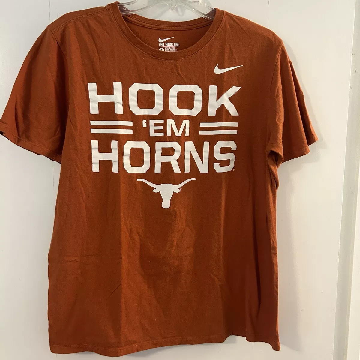 Nike Texas Longhorns Hook Em Horns Mens Burnt Orange Short Sleeve T-Shirt  Size L