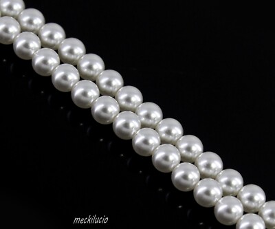 Natürliche Südsee Bali WEISS Rund 8,00 mm Schmuck Königin der Perle Strang 15...