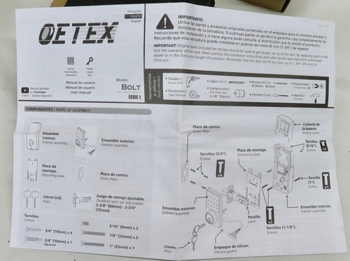 OETEX - Teclado de botón o llave - Cerradura de puerta electrónica negra mate - NUEVO - Imagen 3 de 4