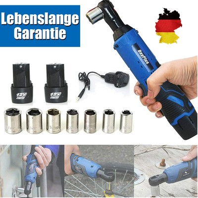90º 12V Elektrische Ratschenschlüssel 3/8'' Akku Ratschenschlüsse mit 2 Akkus DE
