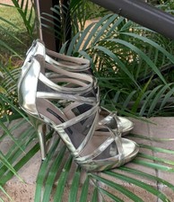 French connection Delano gold/black mesh heels 8.5