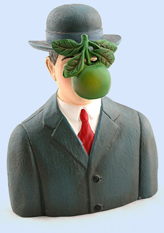 Rene Magritte Son Of Man Bowler Hat Apple Resin Sculpture sm