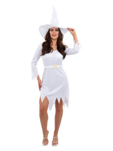 Disfraz de Bruja Buena Damas Brujas Vestido Elegante Conjunto + Sombrero Halloween - Imagen 2 de 6