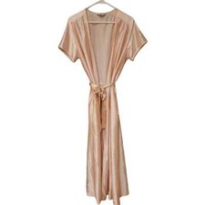 Miss Elaine Vintage Peach Pink Satin Full-Length Robe Onesize