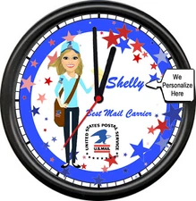Mail Lady Female Postal Worker Best Carrier US Post Office Sign Wall Clock 