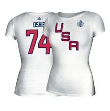 T.J. Oshie USA WCH Adidas Women's Jersey White Tri-Blend T-Shirt