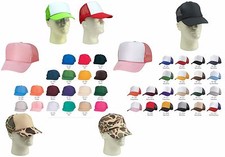 Trucker Hat Baseball Cap Mesh Retro Caps Blank Plain Hats OR Kid's Youth's Caps