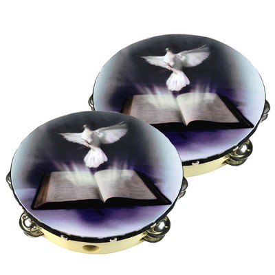 10-Pack 10 Dove Bible Tambourine Double Row Jingle Percussion Instrument Church 10-Pack 10 Dove Bible Tambourine Double Row Jingle Percussion Instrument Church