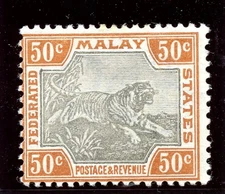 Malaya Federated States 1900 QV 50c grey & orange-brown MLH. SG 22a.