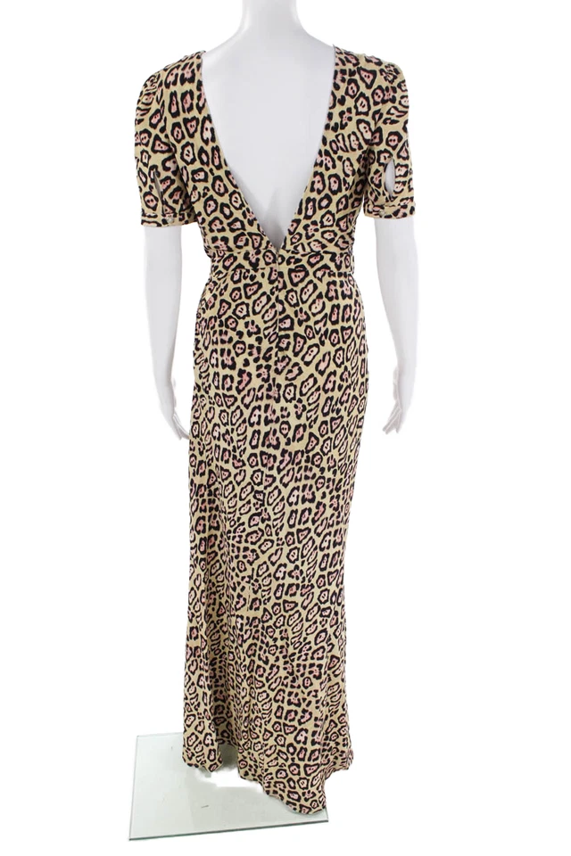 Vestido maxi Givenchy feminino estampa animal gola redonda manga curta bege tamanho 38 - Imagem 3 de 4