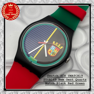 Swatch SIR SWATCH19 SUOB169 New Gent Quartz Watch Black Red Green