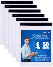 Legal Pads - ((BASIC WHITE 6Pk, 8.5In X 11In, WIDE RULED))