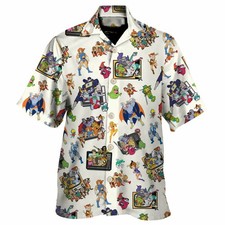 80S Famous Cartoon Characters Pattern Unisex Hawaiian Shirt