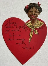 African American Valentine Card Ladies Head Yellow Scarf #b8