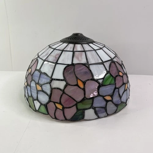 Vintage Stained Glass Lamp Shade Ceiling Light Tiffany Style Round Roses Flowers