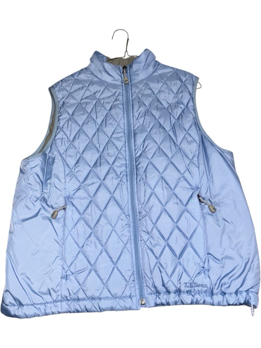 LL bean Light Blue Puffer Vest Quilted Jacket Full Zip Vintage Y2k 