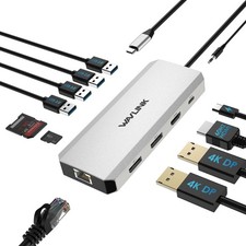 Laptop Docking Station 12 in 1 Triple Display USB C Hub 100W PD Windows Dual