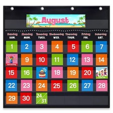 Classroom Calendar Pocket Chart -88 Laminated Colorful Cards Activity,Holida...