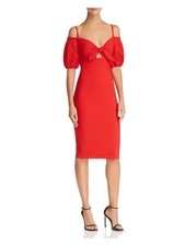 NOOKIE Womens Bow Front Spaghetti Strap Knee Length Cocktail Body Con Dress