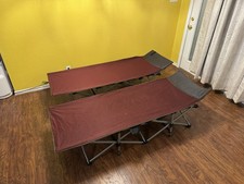 Set of 2 Folding Camping Cots Adult Portable Sleeping Cot No Mattress Maroon