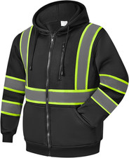 High Visibility Safety Hoodie Hi Vis Safety Sweatshirts Fleece Reflective Work J