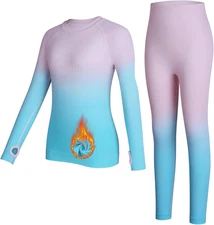 Seamless Thermal Underwear for Kids Athletic Long Base Layer Girls Boys Top Bott