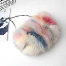 Bolso Cartera Bolso Bandolera 100% Piel de Zorro Real para Mujer Cadena de Hombro Bolso de Mano