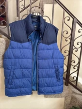 Gap Puffer Vest Colorblock Royal Blue/Navy Sz XL Pockets Padded LN Full Zip EUC
