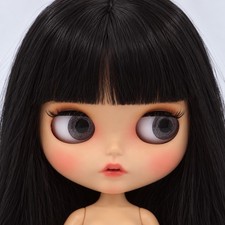 ICY Blythe Doll Nude 12inch doll black long hair tan skin matte face with hand