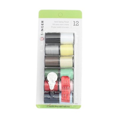 4 Pack Singer Hand Sewing Hand Sewing Thread, Assorted Colors 60642, 12 Ct