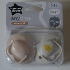Image of Tommee Tippee Anytime Orthodontic Soothers 0-6 Months peach & white #D